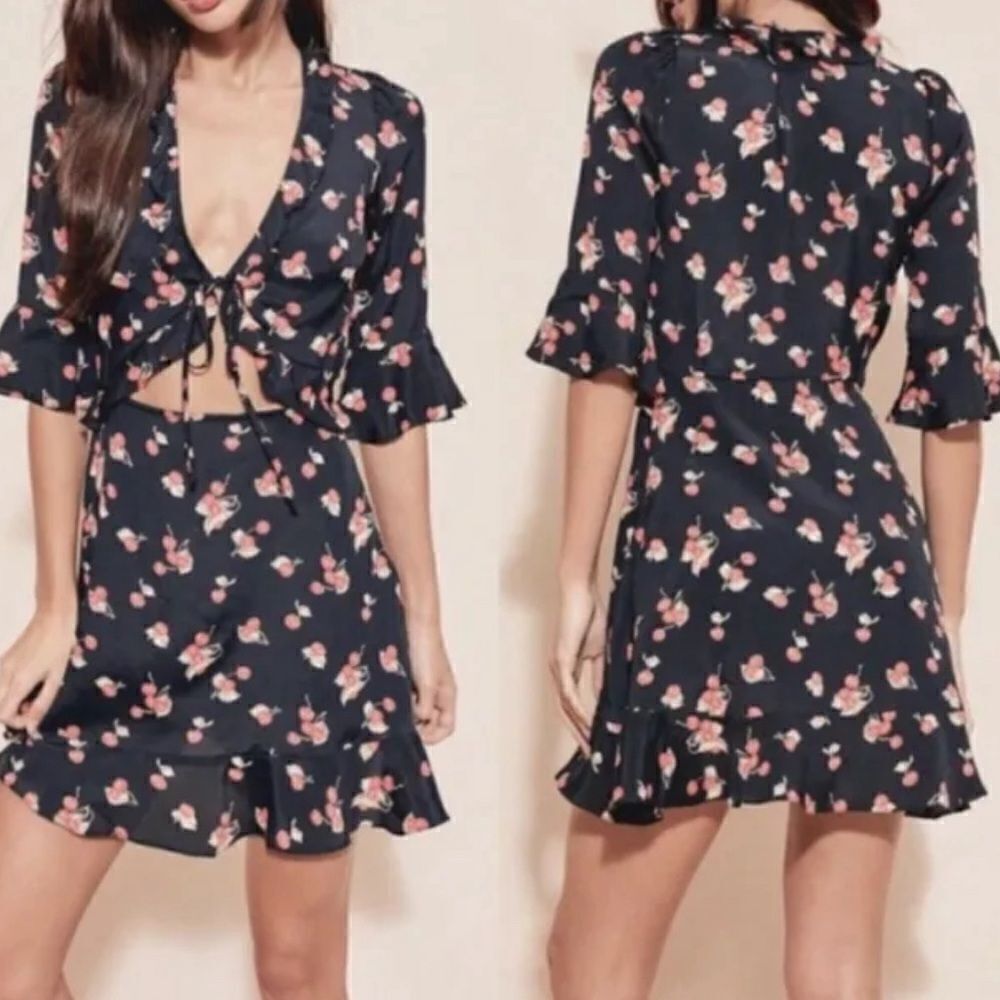 For Love and Lemons Cherry Cutout Mini Dress